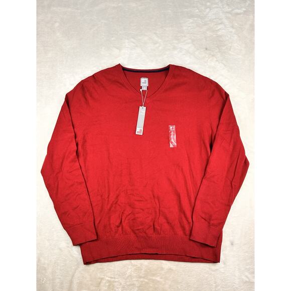 JCP JC Penney Cashmere Blend V-Neck Sweater Mens XL Columbus Red Luxury - Picture 1 of 9